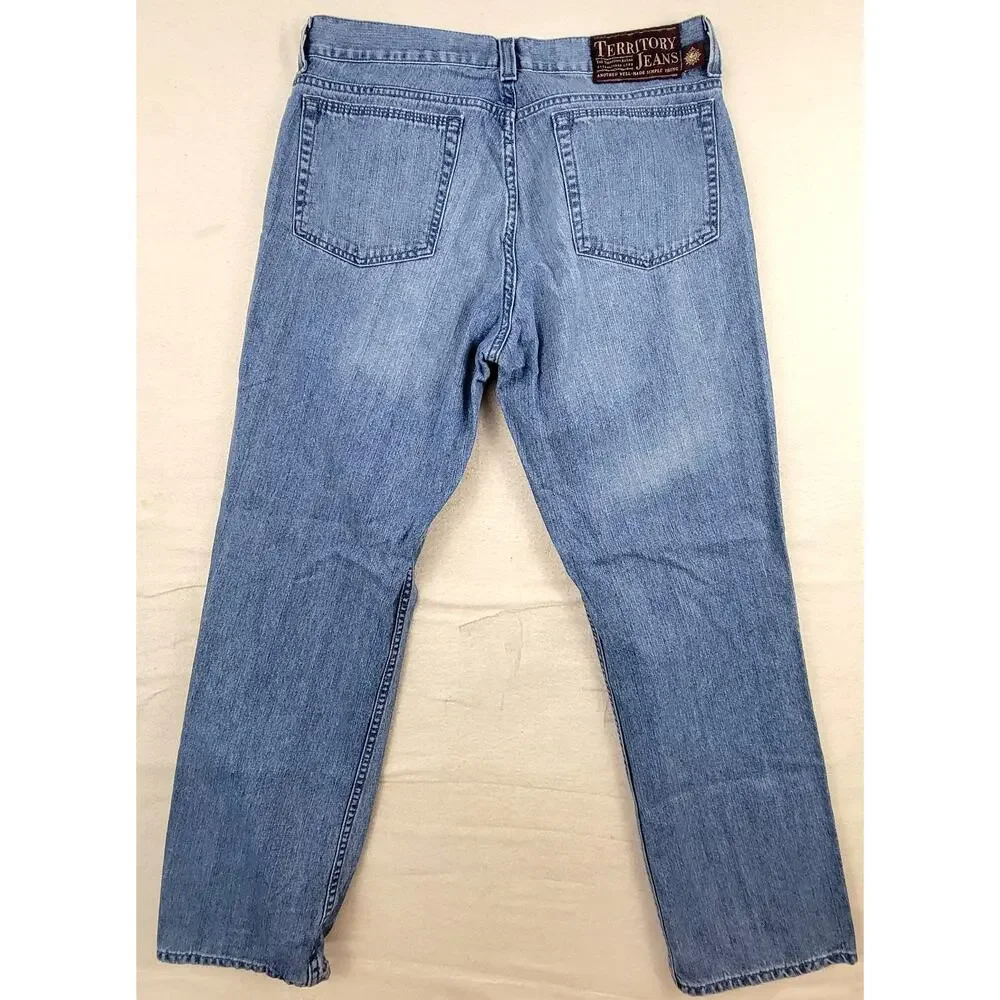 The Territory Ahead Straight Leg Jeans 34x32 Relaxed Fit Cotton Denim